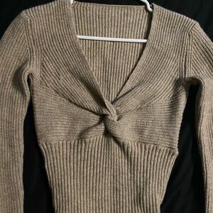 Cream v cut sweater weather shirt
